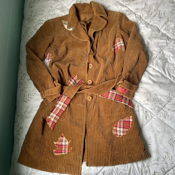 not your average threads Jackets & Blazers - Plaid Accent Corduroy Trench Coat